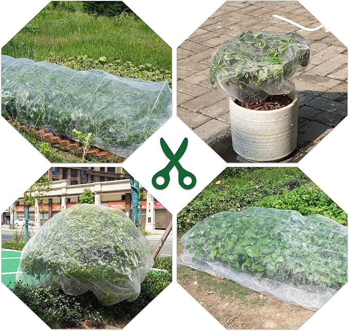 10 * 50FT Ultra Fine Garden Mesh Netting Pest Barrier, White Plant Covers for Outdoor Patio Greenhouse Crops Vegetables Fruit Flower Garden Protection, Row Covers Fabric Screen Insect Bug Bird Netting