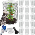 16 Pack Plant Protectors from Animals, 13.8"x 12" Wire Plant Protector, Wire Cages for Plants with Stakes and Cable Ties, Metal Plant Cages for Plants, Vegetables, Flowers