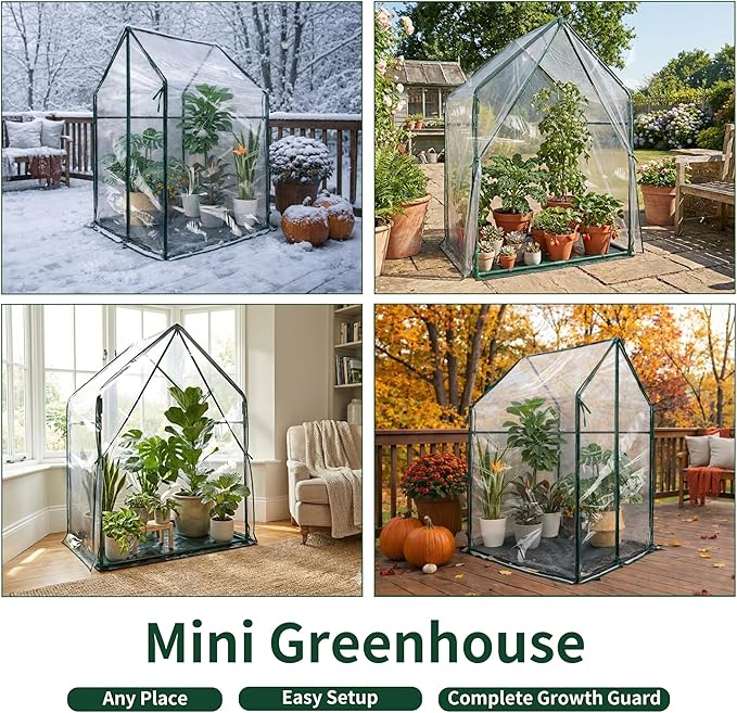 Mini Greenhouse 36"x36"x58.5" Plant Cover Tent Seed Starting Waterproof Floor Mat Small Plant Tent for Use on Patio Balcony Porch & Indoors/Outdoors