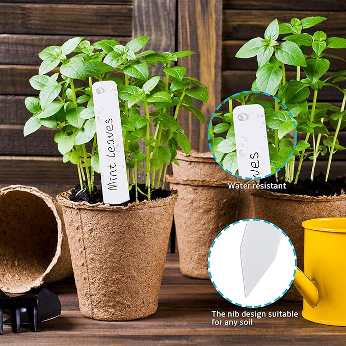 Plant Labels 4 Inch 600Pcs Plastic Plant Name Tags for Seedlings Garden Labels Markers Nursery Plant Tags Seed Labels Stakes with Permanet Marking Pen Plant Markers for Outdoor Garden (White600)