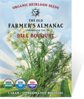 The Old Farmer's Almanac Organic Dill (Bouquet) Seeds - Approx 750 Seeds - Certified Organic, Non-GMO, Open Pollinated, Heirloom, USA Origin