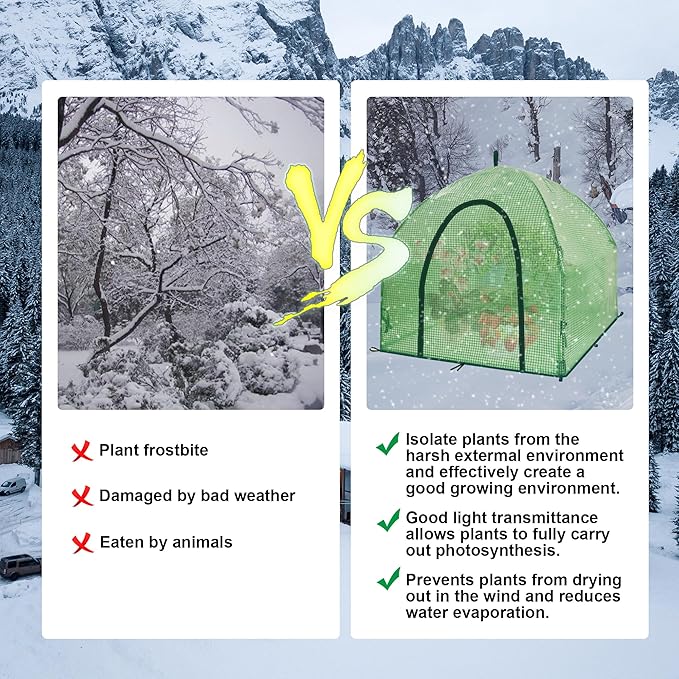 36″*36″*35.5″ Mini Greenhouse Winter Plant Warm Covers - Raised Bed Cover for Seed Starting, Warm Tent Freeze Protection Humidity Domes for Gardening & Winter Shelter and Protecting Plants 2pcs