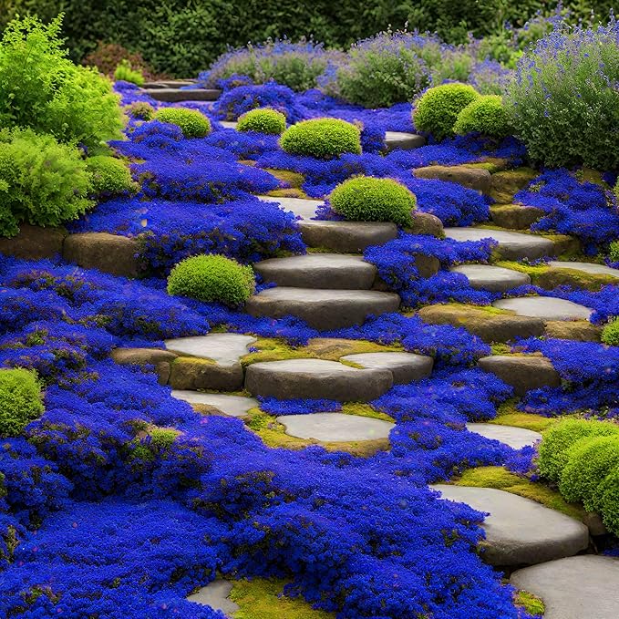 2000+ Mix Creeping Thyme Seeds Ground Cover for Planting - 4 Perennial Thyme Non-GMO Heirloom Lavender hues, Purple, Red, Yellow Beautiful Flower