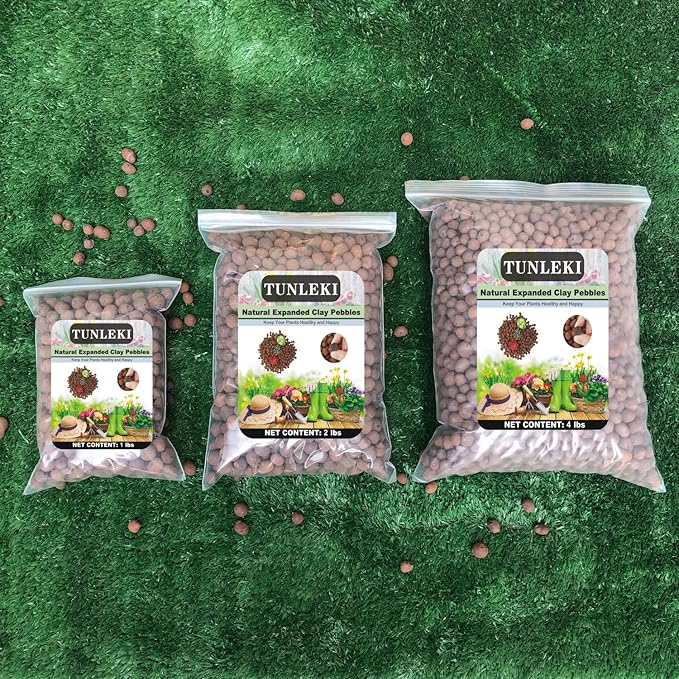 7Lbs Leca Expanded Clay Pebbles, 8-16mm Expanded Clay Aggregate, Natural Clay Pebbles for Hydroponic & Aquaponics Growing, Orchid Potting Mix, Hydroponics Supplies for Indoor Garden Plants