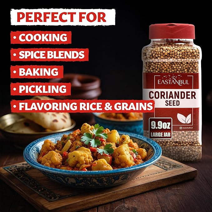 Eastanbul Coriander Seeds Whole, 9.9oz, Cilantra, Coriander for Cooking, Pickling Spice, Canning, Biltong, Cornbeef Brisket, Corriander Tea, AKA Dhania & Chinese Parsley Seeds, Vegan