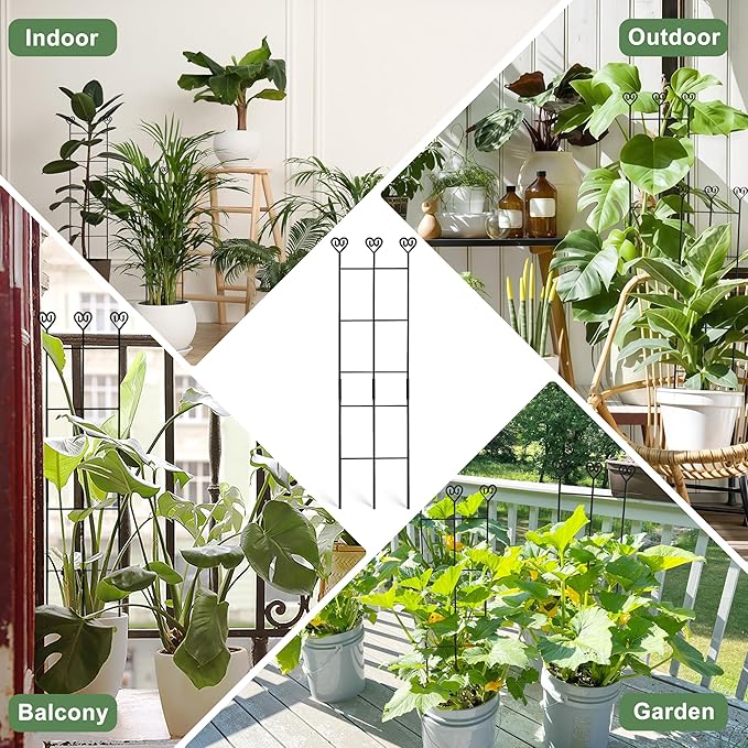 Coomin 2 Pack 32in Monstera Plant Support Stakes for Indoor Plants, Stackable Garden Trellis for Climbing Plants Outdoor, Metal Plant Climber Support for Pothos Philodendron Vine