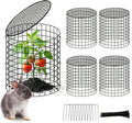 4 Sets of DIY Metal Plant Protectors from Deer, Garden Fencing Animal Barrier Size 11.8 * 12.9 inches, Mesh Plant Cage Chicken Wire Cloche for Plants with Stakes and Nylon Cables