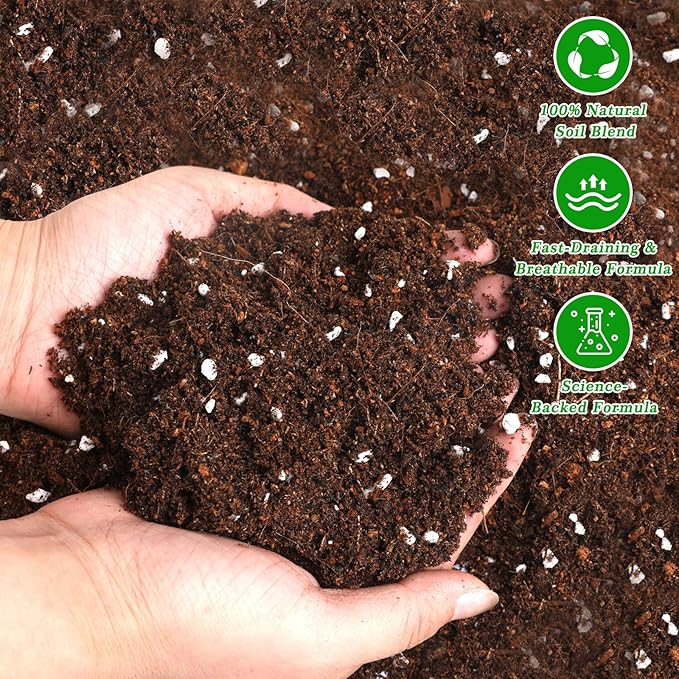 Premium Tropical Potting Mix with Perlite 2qt- Natural Organic Potting Soil for Superior Drainage & Breathability