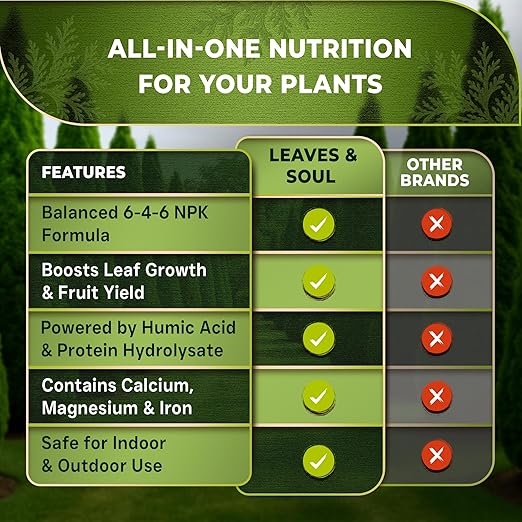 Leaves and Soul Professional Arbor Vitae Tree Fertilizer Liquid Concentrate - 6-4-6 Blend for Arbor Vitae, Garden Use - Liquid Plant Food for Arbor Vitae Trees and Shrubs Outdoors - 8oz