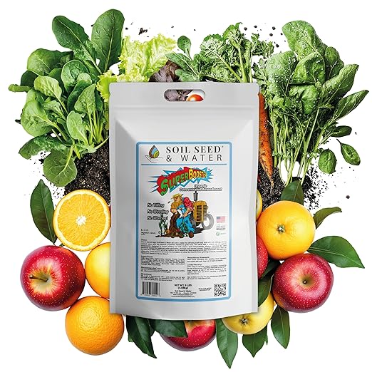 Soil Seed & Water SuperBooster Organic Concentrated Fertilizer – Soil Amendment for Robust Plant Growth - Food Plant Growth Enhancer - OMRI Listed Organic Fertilizer