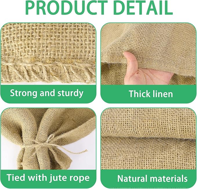 70" x 45" Large Burlap Winter Plant Cover Bags- Reusable Burlap Frost Cloth Plant Freeze Protection- Warm Burlap Sacks Plant Frost Blankets with Twine for Outdoor Garden Trees Potted Plants