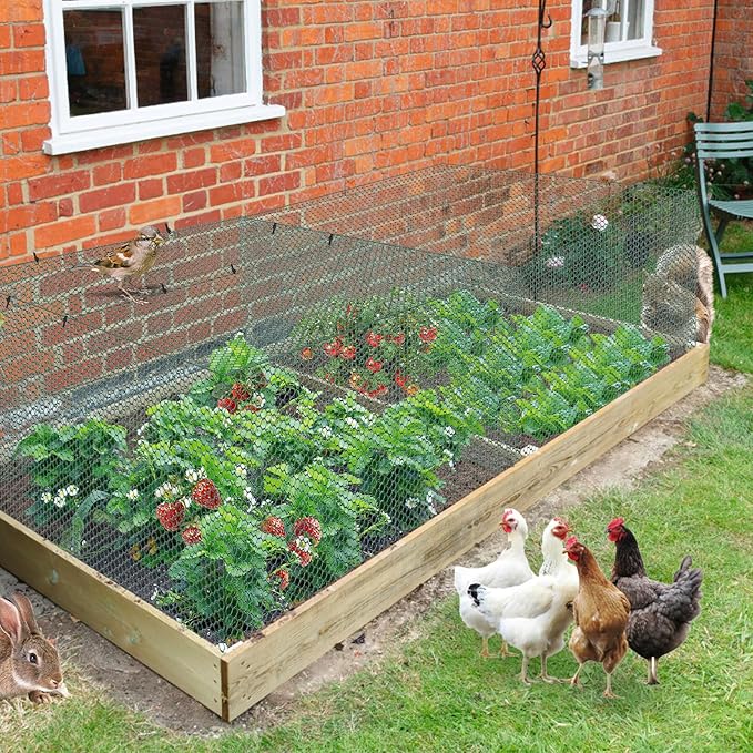 32.8Ft x 16In Plant Protectors from Animals, Metal Plant Chicken Wire Cages Covers Garden Netting for Outdoor Plants to Keeping Rabbits Squirrels Chicken Animals Out