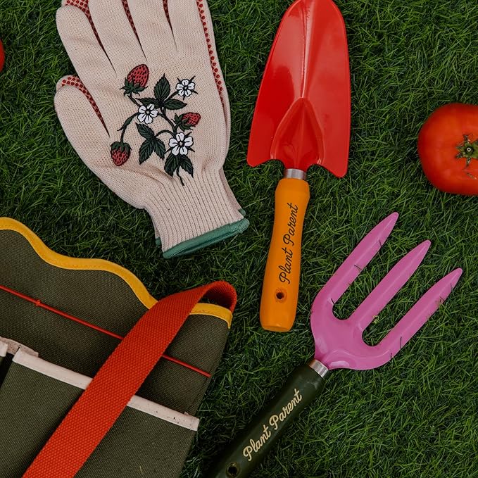 ban.do 2 Piece Gardening Hand Tools, Cute Garden Tool Set Includes Hand Rake and Trowel with Beech Wood Handles, Plant Parent