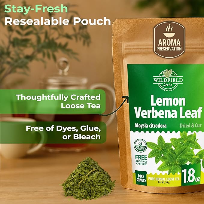 1.8 oz. Lemon Verbena Herbal Tea (Aloysia Citrodora) – 51g Dried Lemon Verbena Herb Tea Cedrón