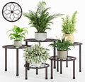 NUZZERO Metal Plant Stand Indoor Outdoor,Indoor Plant Stands for Patio Rust Proof,Heavy Duty Flower Pot Stands for Multiple Plant,Brown Potted Plant Holder for Garden Home (5 Pack Brown)