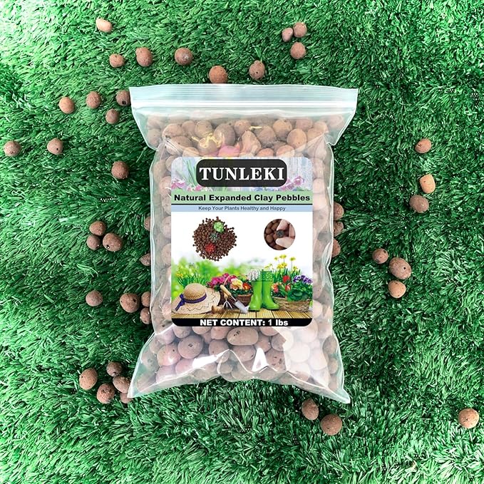 1Lbs Leca Expanded Clay Pebbles, 8-16mm Expanded Clay Aggregate, Natural Clay Pebbles for Hydroponic & Aquaponics Growing, Orchid Potting Mix, Hydroponics Supplies for Indoor Garden Plants