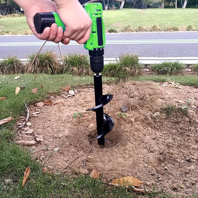SYITCUN 4"X16" Heavy-Duty Auger Drill Bit for Planting - Garden Spiral Drill Bit - Bulb Planter Tool & Post Hole Digger - 3/8" Hex Drive