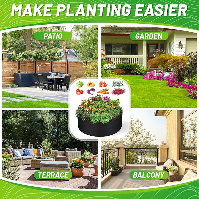 GREANER Fabric Raised Garden Bed, 3x1FT Garden Growing Bags with 7 Grids, Above Ground Planters for Vegetable Garden, Garden Containers Outdoor for Vegetables Flowers Plants