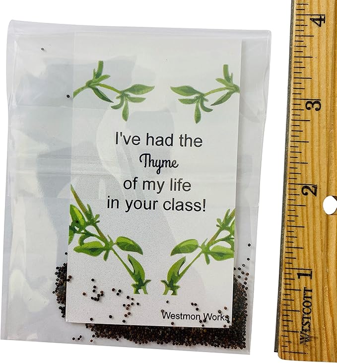 Teacher Card and Plant Seed Set Best of All Time Novelty Pack with Real Thyme Seeds, 3 inch