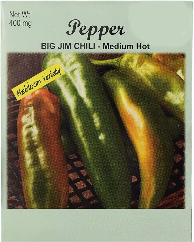 Set of 25 Big Jim Chili Vegetable Seed Packs - 100% GMO Free - Heirloom - Black Duck Brand (25, Pepper- Big Jim Chili (Medium Hot))
