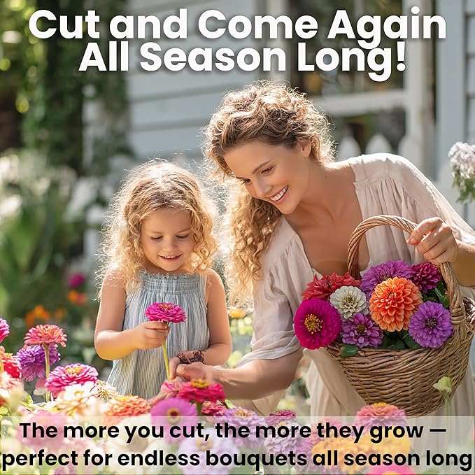 NatureZ Edge Zinnia Seeds for 2026 Planting Outdoors, Over 550 Flower Seeds, 4g, Non GMO Made in USA, Bulk Semillas De Flores para Sembrar, Dahlia Mix, Easy to Grow Zinnia Seed Mix