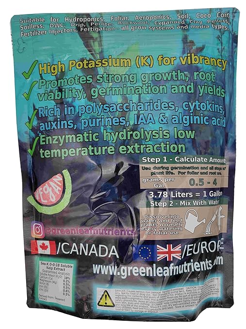 Organic Sea-K for Plants Seaweed and Kelp Fertilizer Supplement Concentrated Extract Powder Nutrient