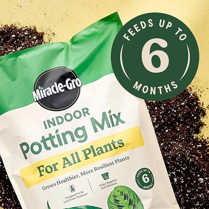 Miracle-Gro Indoor Potting Mix (6 qt.) and Plant Food (8 fl. oz.) for All Plant and Plant Care Leaf Protect & Shine (8 fl. oz.) - Bundle for Growing, Fertilizing, Protecting and Cleaning Houseplants