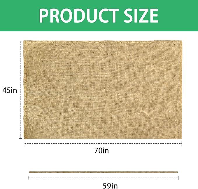 70" x 45" Large Burlap Winter Plant Cover Bags- Reusable Burlap Frost Cloth Plant Freeze Protection- Warm Burlap Sacks Plant Frost Blankets with Twine for Outdoor Garden Trees Potted Plants