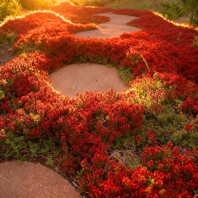 Red Creeping Thyme Ground Cover Flower Seeds for Planting, 20000+pcs Perennial Red Creeping Wild Thymus Seeds, Non-GMO Heirloom Wild Thymus Serpyllum Flower Plants for Home Garden Outdoors