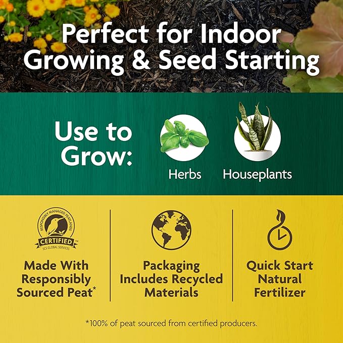 Miracle-Gro Organic Indoor Potting Mix - Protects Against Over and Under Watering, Planting Soil for Indoor Container Plants, Houseplants and Starter Plants, OMRI Listed, 8 qt. (2-Pack)