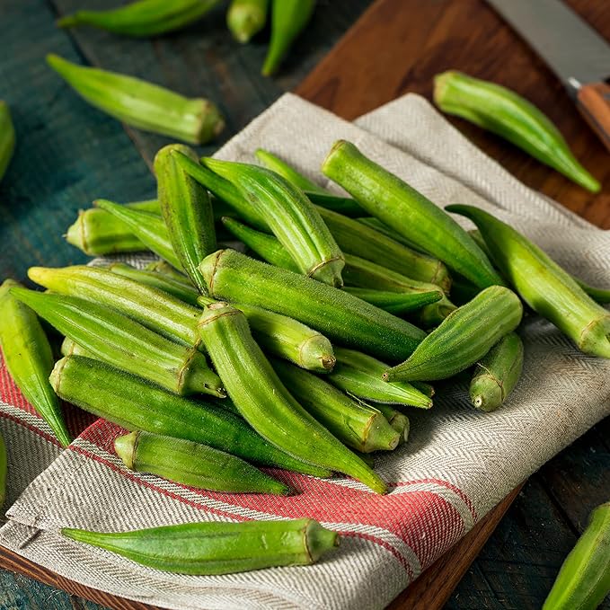 TKE Farms & Gardens - Clemson Spineless Okra Seeds for Planting, 100+ Heirloom Non-GMO Seeds, Easy to Grow for Outdoor Gardens, High-Yield Variety That Thrives in Warm Climates