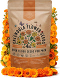 Calendula Seeds Pack 4 oz - Over 13,000 Non-GMO Heirloom Calendula Seeds for Planting Indoor & Outdoor Gardening, Flower Seed for Planting Home and Garden, Flowers Seed in Individual Packet