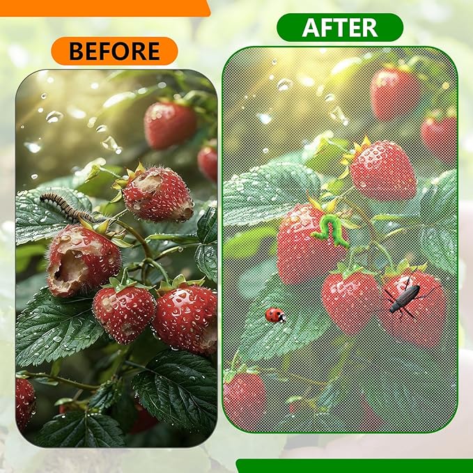 2 PCS Garden Netting for Raised Beds 4x8 Fine Mesh Raised Beds Garden Bug Netting Pest Barrier Screen with Drawstring for Plants to Keep Small Animals Pest Out Protect for Vegetables (4x8 FT)