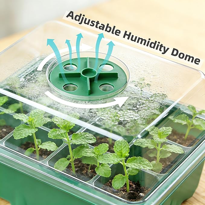 Haispring Seed Starter Kit 10-Pack with Humidity Dome, 120 Cells Propagation Trays & Base | All-in-One Mini Greenhouse for Seed Germination and Plant Starting