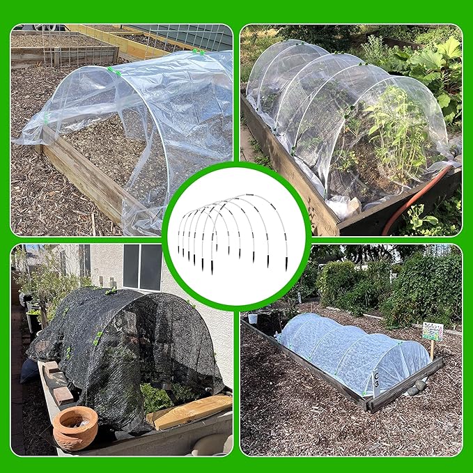 8FT Garden Hoops Grow Tunnel Kit - Rust-Free Fiberglass Frame for Raised Beds, 72pcs - DIY Plant Support for Garden Netting, Vegetable Garden Hoops Kit, Row Covers, and Greenhouse Hoops