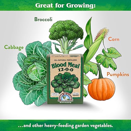 Down To Earth All Natural Fertilizers Organic Blood Meal - High Nitrogen Plant Food for Green Growth 12-0-0, 0.5 lb