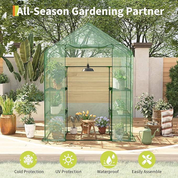 Portable Greenhouse, 57 x 57 x 76'' Greenhouses for Outdoors, Durable Small Green House Kit, Thicken PE Cover, Walk in Green Houses for Indoor Backyard Outside