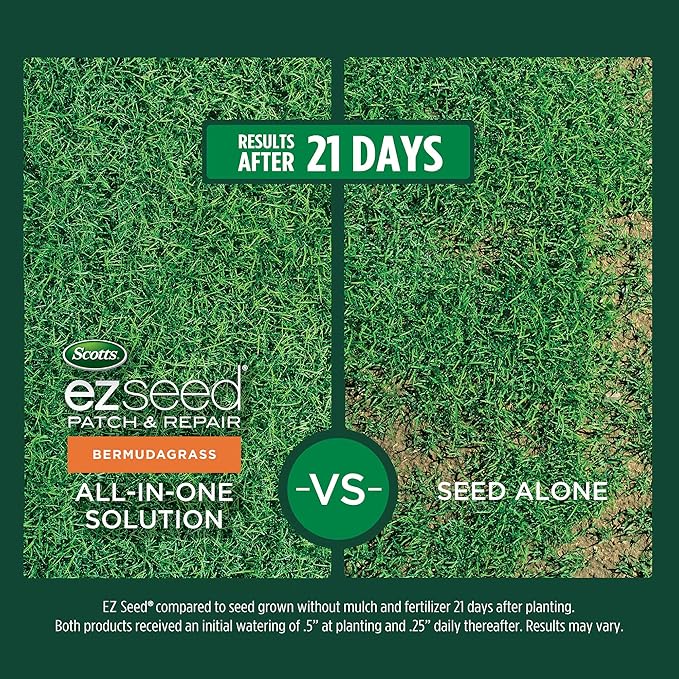 Scotts EZ Seed Bermudagrass - 3.75 lb., Combination Mulch, Seed and Fertilizer, for Tough Conditions Like Scorching Heat and Dry Areas, Grows on Slopes and in High Traffic Areas (Pack of 4)