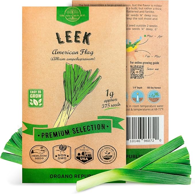 Organo Republic Onion Leek Seeds Pack 1G - Over 375 Non-GMO Heirloom Onion Seeds for Planting Vegetables in Individual Seed Packet, Vegetable Seeds for Planting Home Garden Indoor & Outdoor Gardening