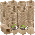 Hahood 300 Pieces Peat Pots Plant Starters 2.3 Inch Square Peat Pots for Herb Seedlings Garden Germination Nursery Pots Organic Germination Plant Starter with Plant Markers Labels for Plants Supplies