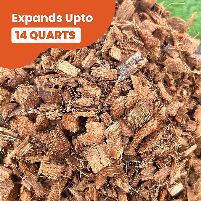 Gro-Med Coco Husk Chips 2s Brick Expands Upto 14 Quarts Coconut Coir Chip 2.2lb, Perfect for Plants, Gardening, Potting Soil Mix, Orchid Bark Alternative-OMRI Certified, Low EC, Balanced pH