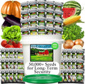 Survival Seed Vault: 50 Varieties, 50,000+ Non-GMO Heirloom Seeds - 5+ Year Supply in Secure Bucket + Growing Guide by B&KM Farms (3 Pack)