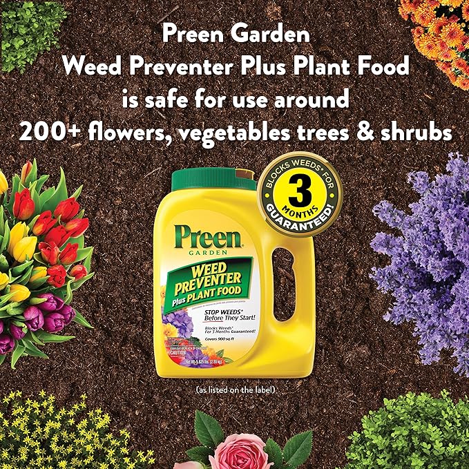 Preen Garden Weed Preventer Plus Plant Food - 16 lb. Pail - Covers 2,560 sq. ft.