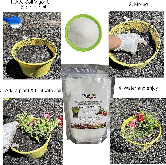 The Ultimate Super Absorbent Polymer for Thirsty Plants - Reduce Watering, Boost Growth, and Save Water 2 Pounds