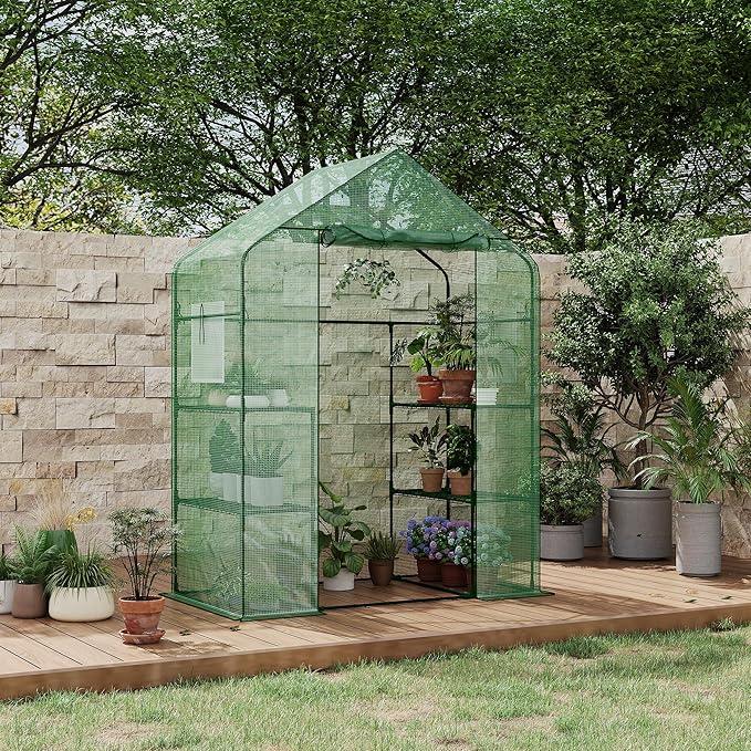 Portable Greenhouse, 57 x 57 x 76'' Greenhouses for Outdoors, Durable Small Green House Kit, Thicken PE Cover, Walk in Green Houses for Indoor Backyard Outside