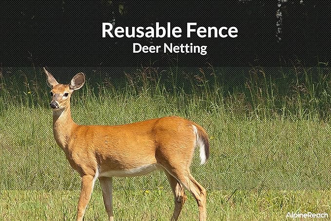 AlpineReach Garden Netting 7.5 x 65 ft Heavy Duty Bird Net, Deer, Plant Protection Extra Strong Woven Mesh, Reusable Kit with Zip Ties, Animal Fencing for Fruits Trees, Black