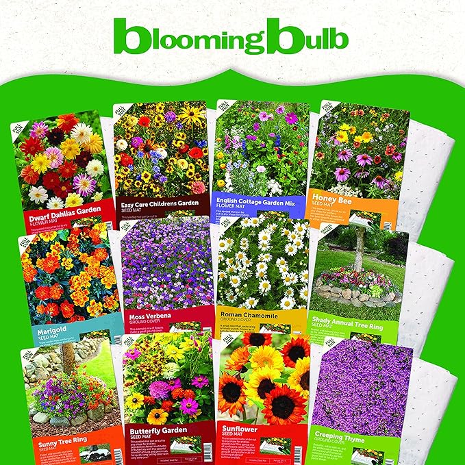 BloomingBulb Seed Mat - Easy to Plant and Grow Garden Seeds - Creates Fragrant, Vibrant Flower Garden (Sunflower Garden) (Pack of 2)
