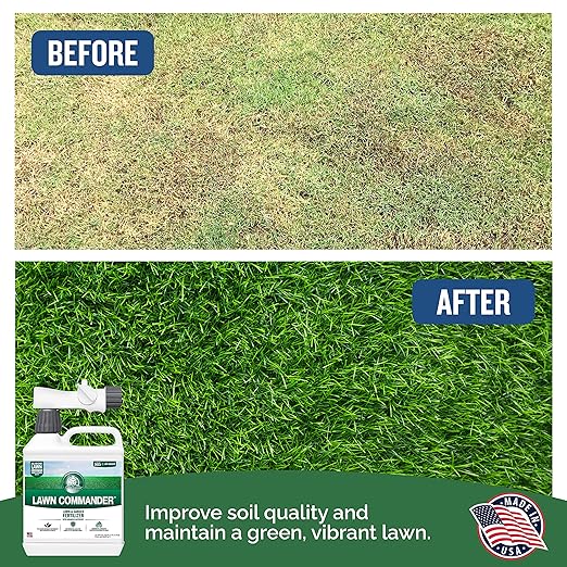 Turf Titan Lawn Commander – All-in-One Lawn Booster and Fertilizer (32 oz) – Peak Growth & Green Grass for All Seasons – Tri-Action Nitrogen Tech - Hose End Lawn Sprayer – Covers up to 8,000 Sq Ft