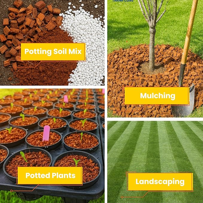 Gro-Med Coco Husk Chips 2s Brick Expands Upto 14 Quarts Coconut Coir Chip 2.2lb, Perfect for Plants, Gardening, Potting Soil Mix, Orchid Bark Alternative-OMRI Certified, Low EC, Balanced pH