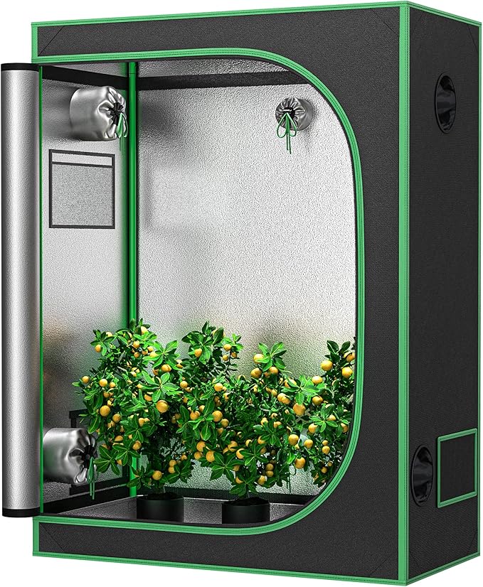 JupiterForce 2x4 Grow Tent with Observation Window and Floor Tray, High Reflective Mylar Hydroponic Grow Tents Indoor Grow Room for Home, Plant Growing, Black, 24"x 48"x 60"